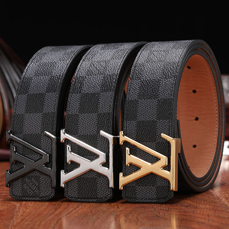 

Luxury designer Louis Vuitton LV Belt Buckle Fashion Genuine Leather Women Belts For men Letter Double Big gold classical NO BOX AC01
