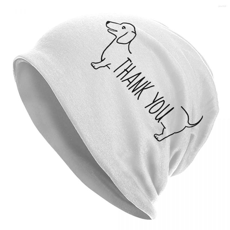 

Berets Thank You Dachshund Bonnet Hat Knit Hip Hop Outdoor Sausage Dog Animal Skullies Beanies Unisex Warm Head Wrap Cap, Gray