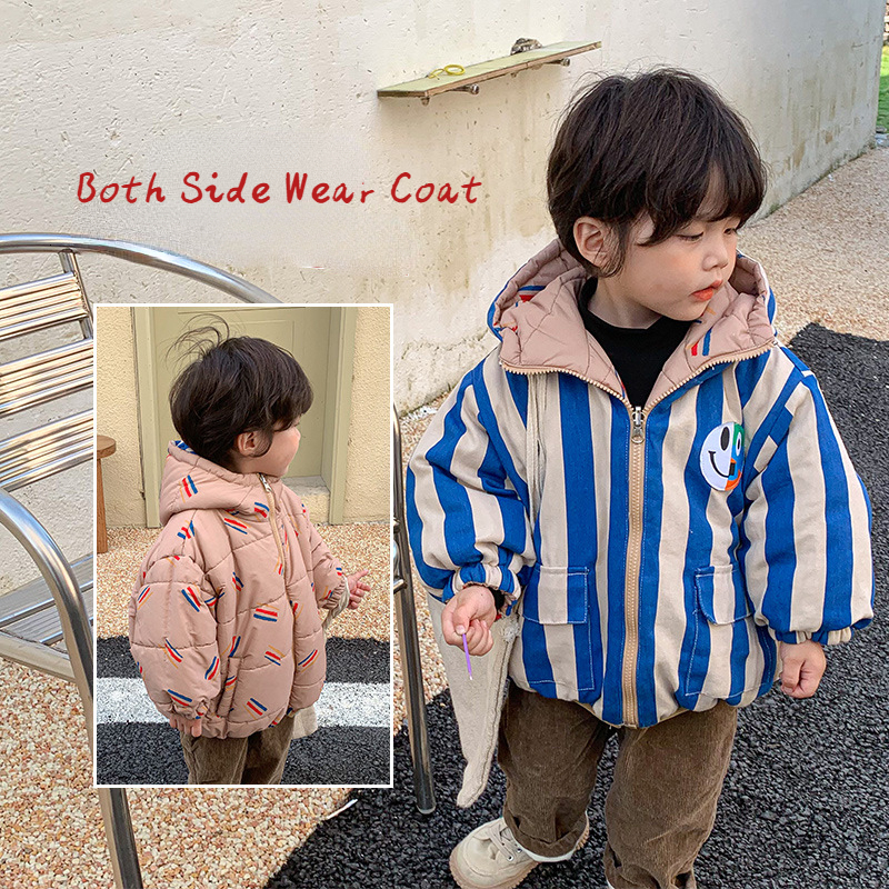 

Down Coat 4129D Children Cotton padded Jacket Both Side Wear Winter Boy s Thicked 1 11Year Kid s Outerwear 221130, Beige
