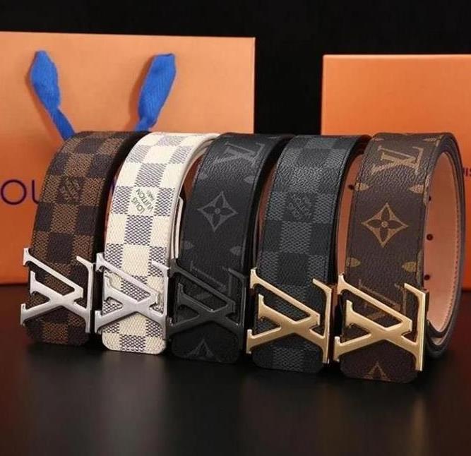 

2022 Luxury designer Louis Vuitton LV Belt Buckle Fashion Genuine Leather Women Belts For men Letter Double Big gold classical A6, 3.8cm width