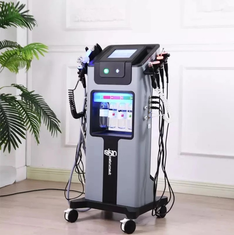 

Multi-function Microdermoabrasion facial 8 in 1 Skin Care Cleansing Water Grinding H2O2 Bubbles Cleansing Hydrafacial Machine