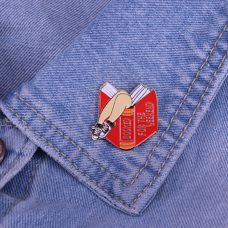 

book enamel pin badge My Weekend is All Booked badge Cute Anime Movies Games Hard Enamel Pins Collect Metal Cartoon Brooch, As picture