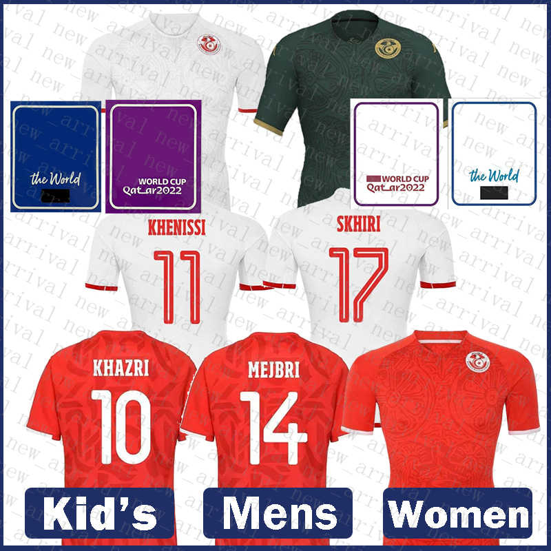 

F02 Tunisia Mens Soccer Jersey MSAKNI Football shirt HANNIBAL Kids Kit KHAZRI SLITI Uniform KHENISSI MAALOUL JAZIR SLIMANE SKHIRI JEBALI MORTADHA, Patch+mens tunisi