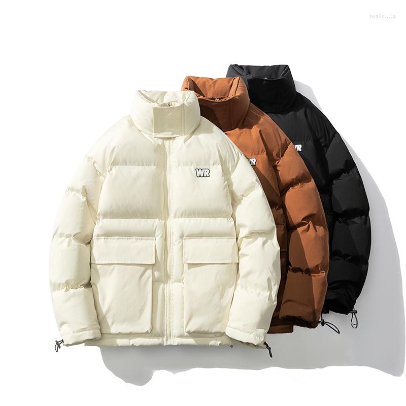 

Men's Down Winter Jacket Men's Parka Thick Warm Coat Stand Collar Solid Color Casual Women's Fashion Cotton 7256, Beige