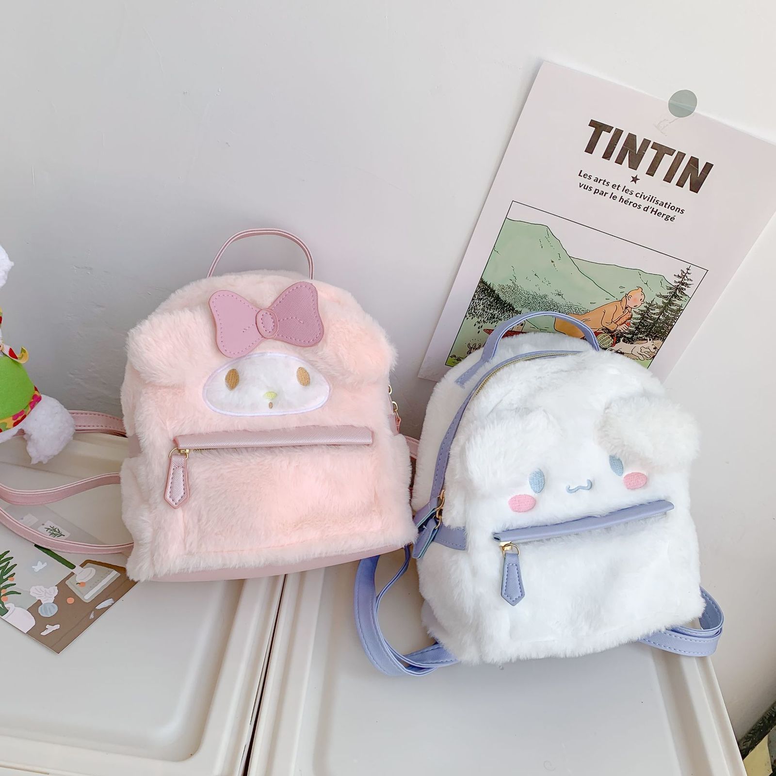 

Plush Backpacks Kawaii Sanrioed My Melody Cinnamoroll Cartoon Bag Anime Soft Stuffed Animals ie Backpack Girls Doll Christmas Gifts 221201, Type b