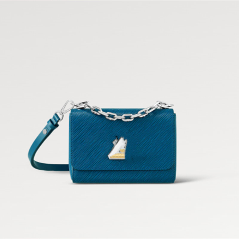 

Explosion Women's bags Twist PM handbag boasts M21033 Twist lock motif embossing Epi leather Toledo Blue grained Gold Luxury designer bag