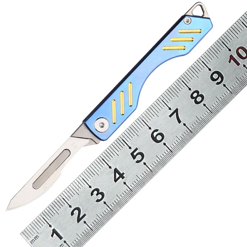 

TC4 Titanium Alloy Utility Knife Outdoor EDC Gadgets Camping Foldied Scalpel Fits For 22#/ 23#/ 24# Blades