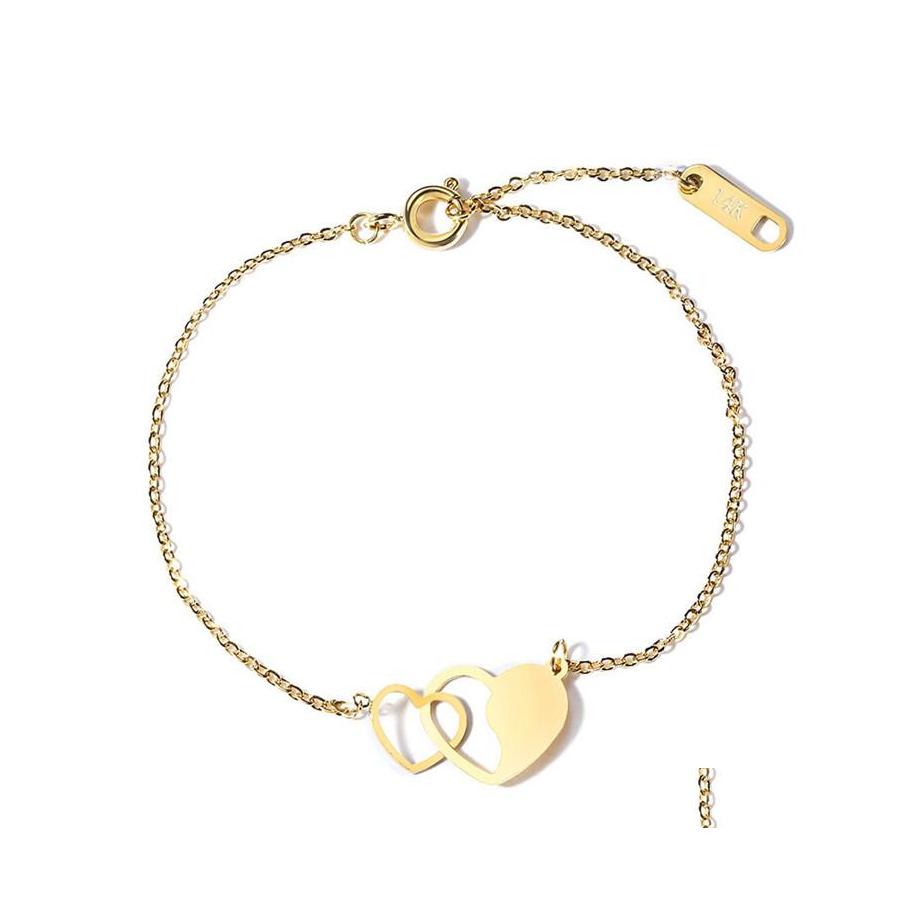 

Charm Bracelets Gold Color 316L Stainless Steel Heart In Charm Bracelets For Woman Drop Delivery Jewelry Dhxup