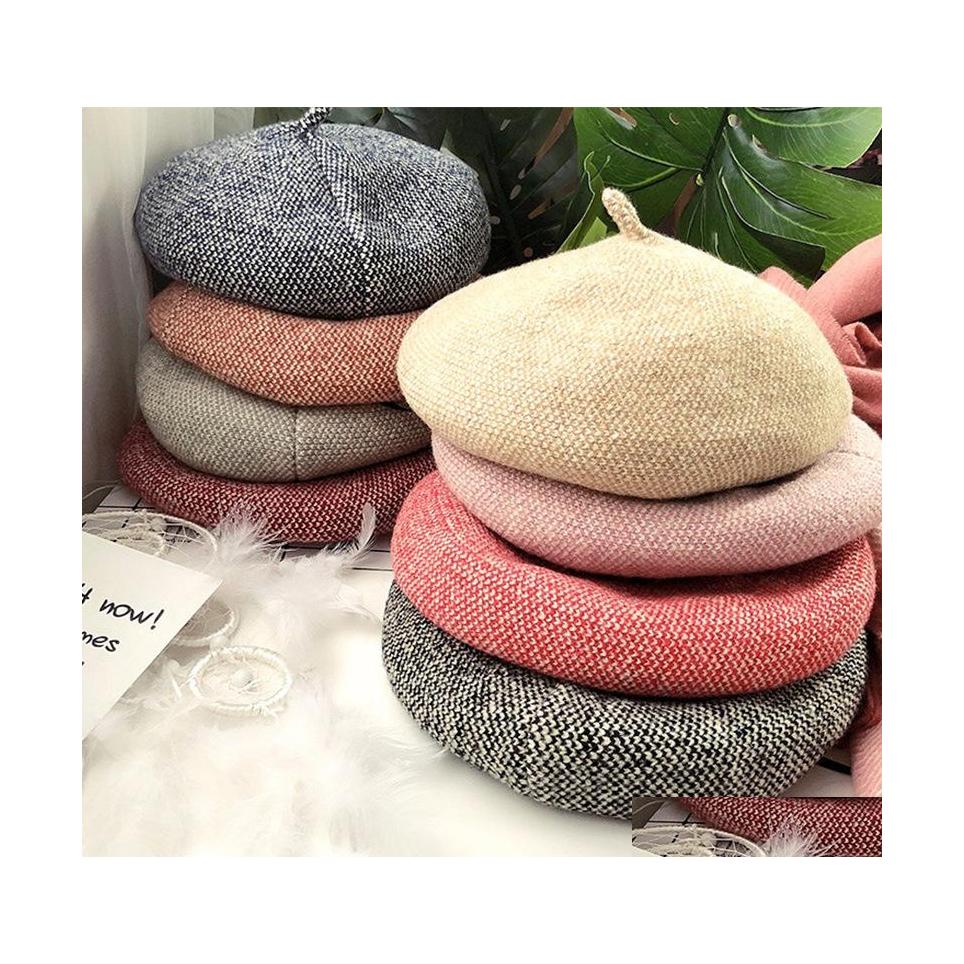 

Berets Autumn Winter Womens Knitted Hat Beret Warm Beanies Caps Lady Vintage Painters Drop Delivery Fashion Accessories Hats Scarves Dheyg, Please remark color