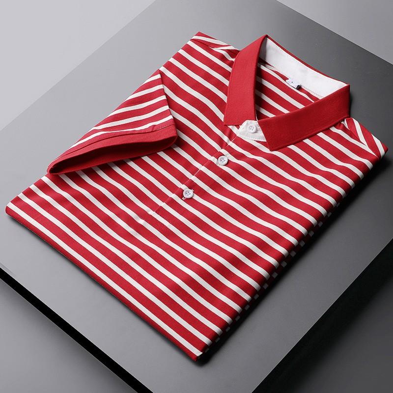 

Men's T Shirts 2022 Stripe Summer Mens High Quality Cotton Short Sleeve Casual Male Fashion Slim Fit Business Man, White