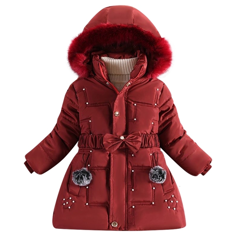 

Down Coat Winter down jacket children s hair collar medium and long cotton girls Plush thickened 221130, Dark grey