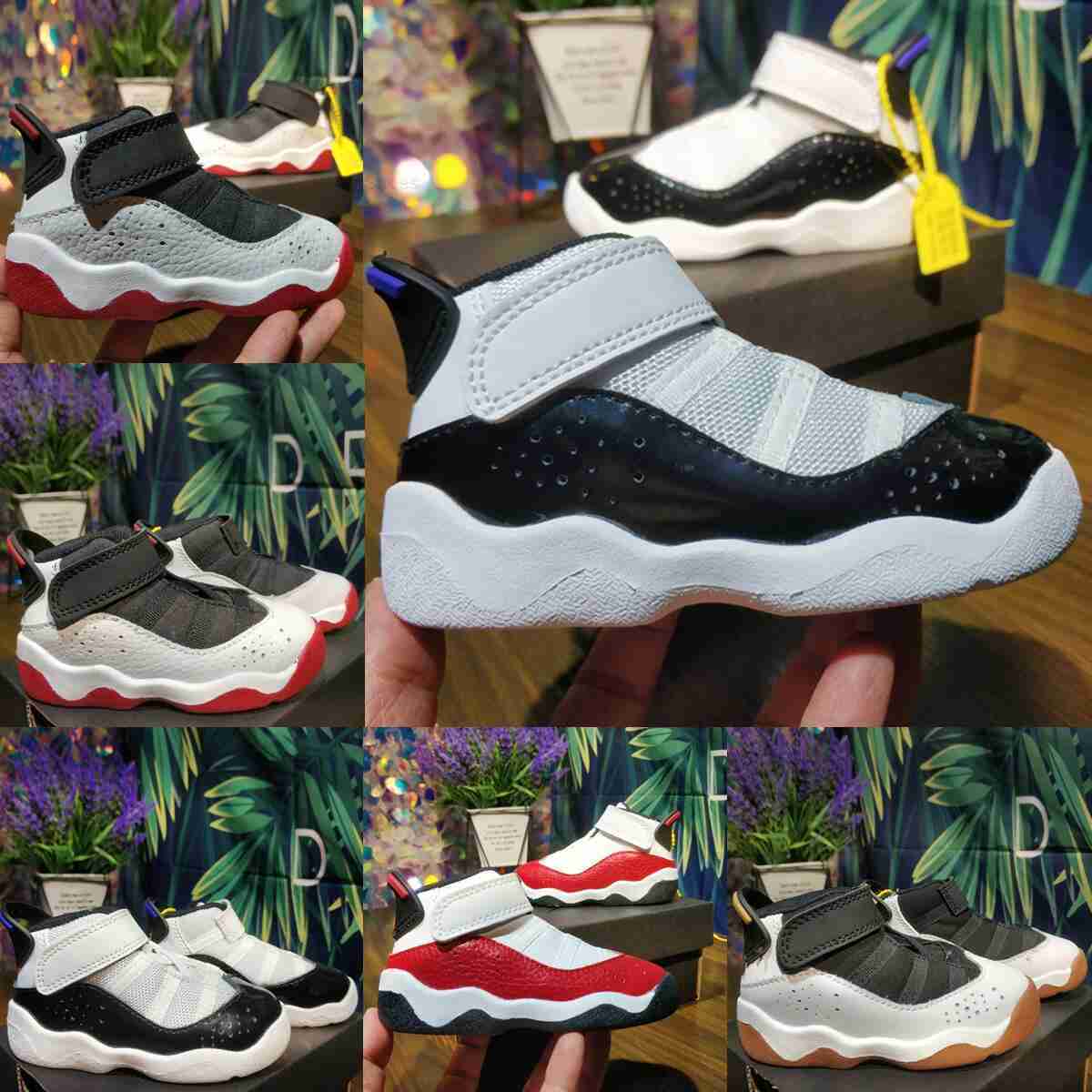 

11s Jumpman Basketball Children shoes kids boy girl Space Jam 11 University Blue sneakers Grey Suede trainers size 22-37