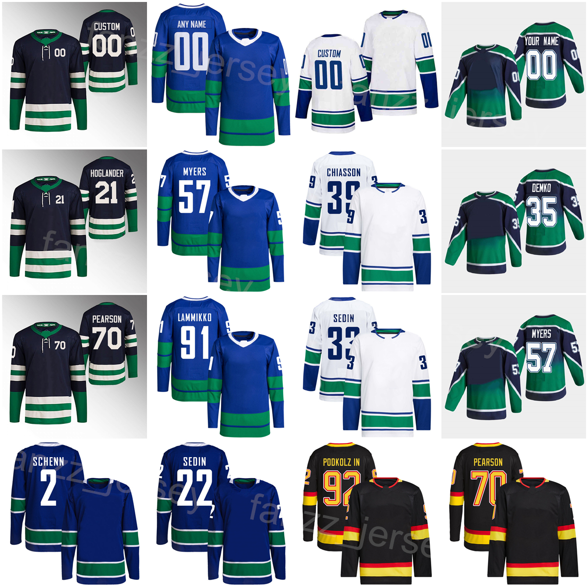 

Men Youth Women Hockey Reverse Retro 70 Tanner Pearson Jerseys 92 Vasily Podkolzin 57 Tyler Myers 35 Thatcher Demko 22 Daniel Sedin 91 Juho Lammikko 21 Nils Hoglander, White