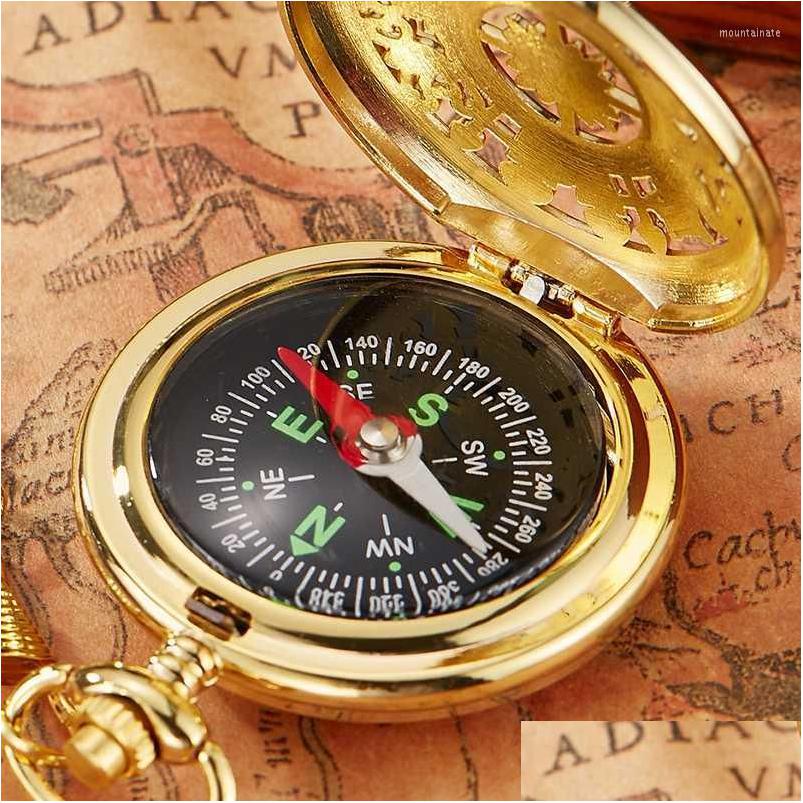 

Pocket Watches Pocket Watches Gold Hollow Hiking Cam Lightweight Compass Outdoor Survival Gear Functional With Fob Chain Drop Deliver Dhsad, Black