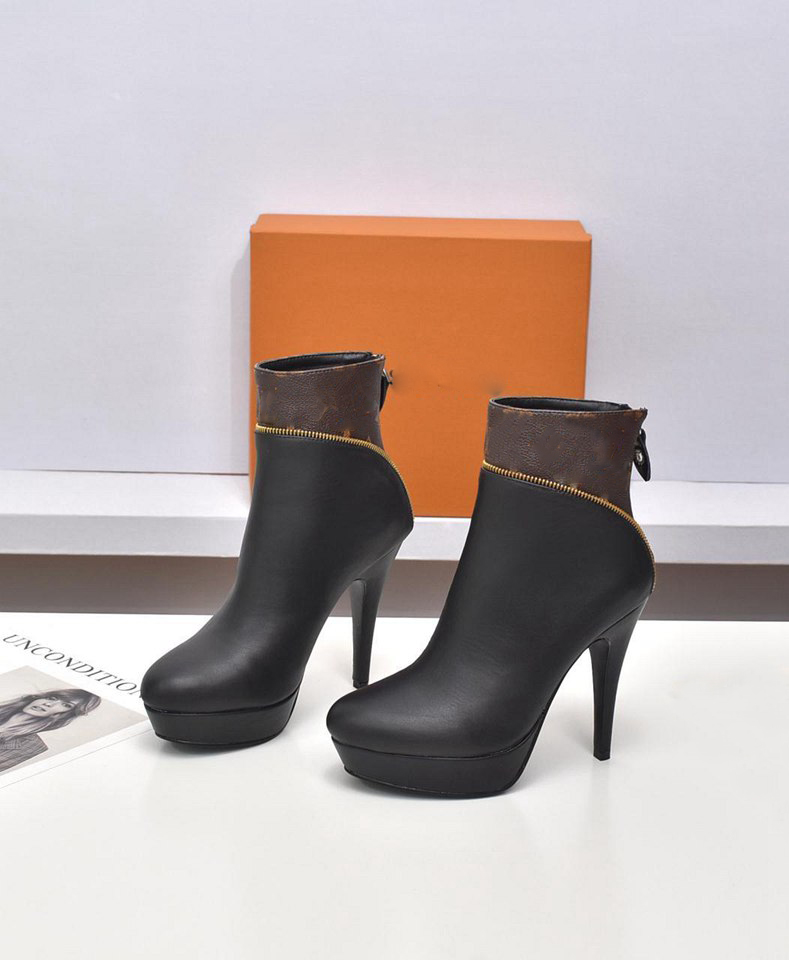 

2023 Luxury Afterglow Platform Ankle Boot Womens Leather Chunky Platform Ankles Boots Lady Fashion High Heel Booties With Box