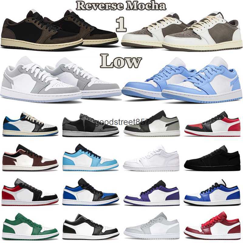 

1 Low Travis Scotts Reverse Mocha Sneakers Basketball Shoes Men Women 1s Fragment Black Phantom Shadow Wolf Grey UNC True Blue Mens Sports, 30