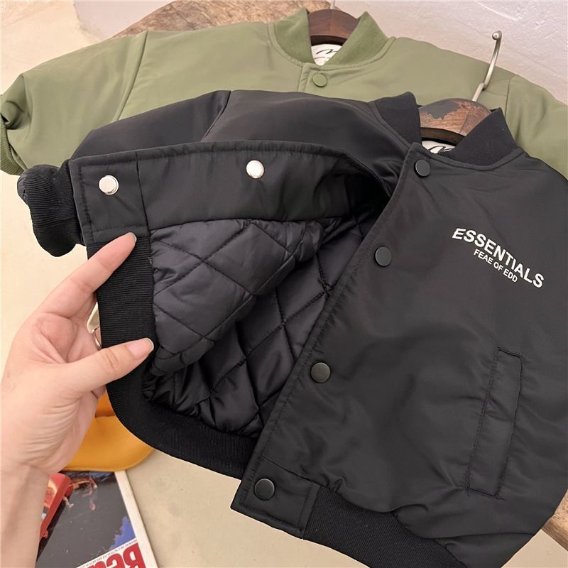 

Down Coat Boys Quilted Jacket Winter Clothing Children s Baby Padded Single Breasted Baseball Uniform 221130, Green
