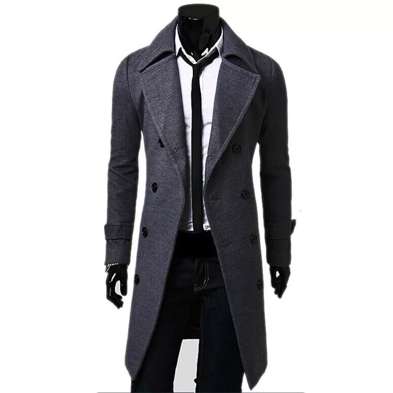 

Men's Wool Blends in Trench Coats Double Breasted Jackets Casual Business Long Men Leisure Overcoats Male Fit Coat 221201, Light gray