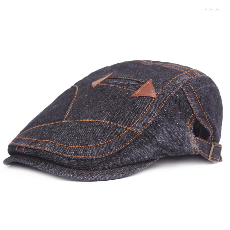 

Berets Fashion Cowboy Hats For Men's Summer Visors Cap Casual Men Cotton Hat France Flat Unisex Denim Sboy Caps