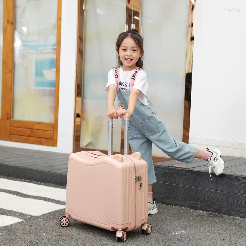 

Suitcases Kids Luggage Lovely Travel Suitcase On Spinner Wheels Sit And Ride Children's Bag Password Carry Trolley