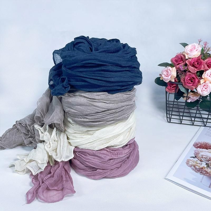 

Scarves Lady Fashion Wrinkle Viscose Scarf Plain Solid Candy Color Ripple Shawls And Wraps
