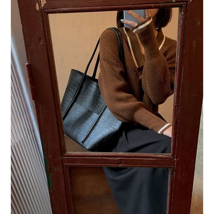 

Women Handbags Neonoe Bucket Bags High Quality Crossbody Shoulder Bags Classic Letter Genuine Leather Drawstring Handbag 175, Brown