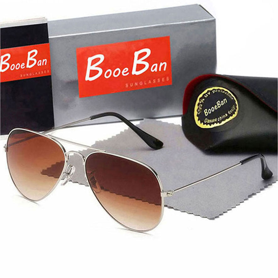 Booe Ban Men Classic Brand Retro women Sunglasses Pilot Luxury Designer Eyewear Metal Frame Gradient Sun Glasses 58mm UV Protection spectacle Gla