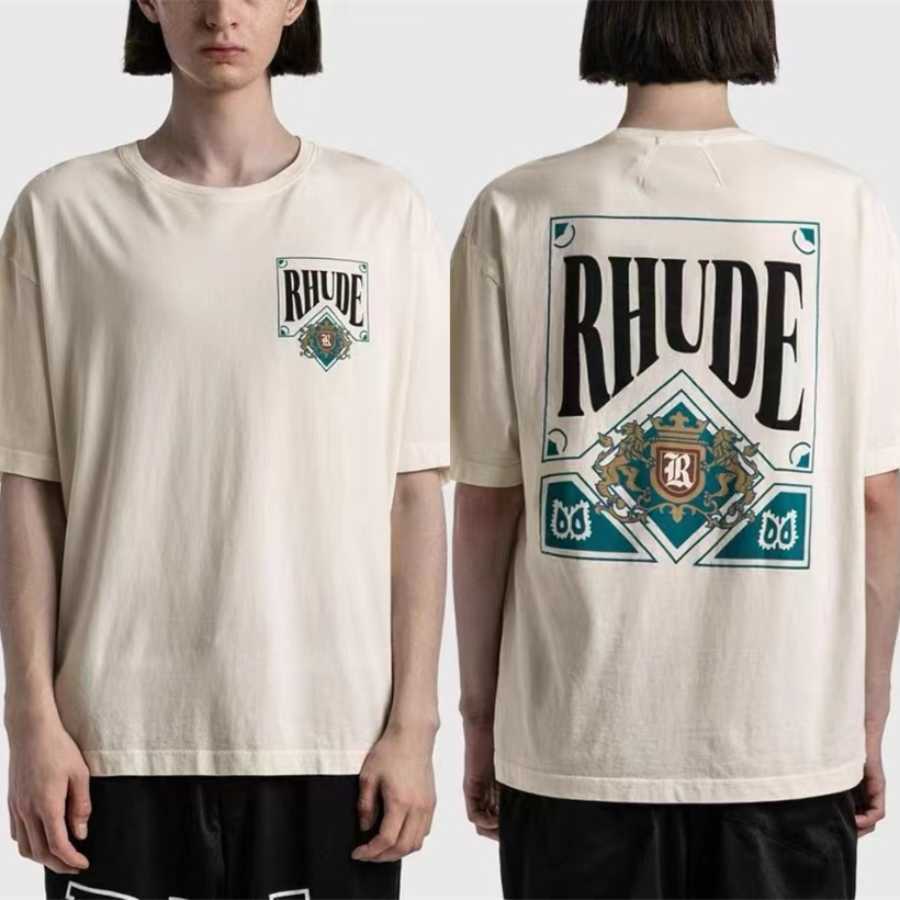 

Men's T-Shirts 2023ss Rhude Playing Card Print T Shirt Men Women Oversized Heavy Fabric T-shirts Tops Tee T221202