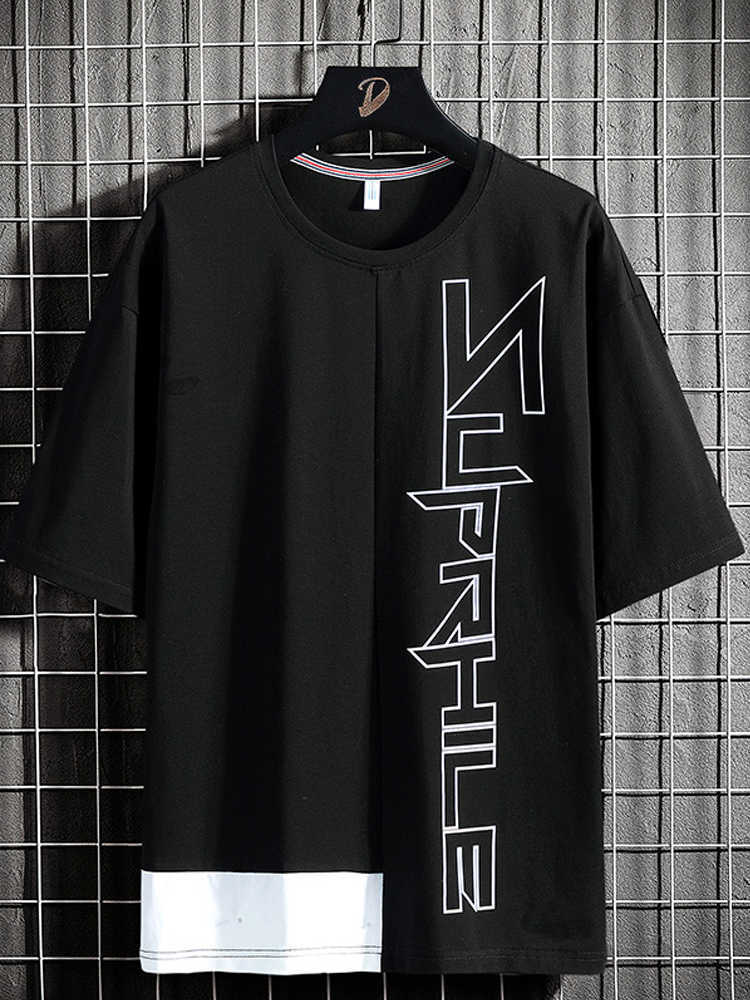 

Men's T-Shirts Plus Size Summer Oversized T Shirt Men Streetwear Hip Hop Harajuku T-shirts Male Patchwork Letter Print Tops Tees 6XL 7XL 8XL T221130, Style a white
