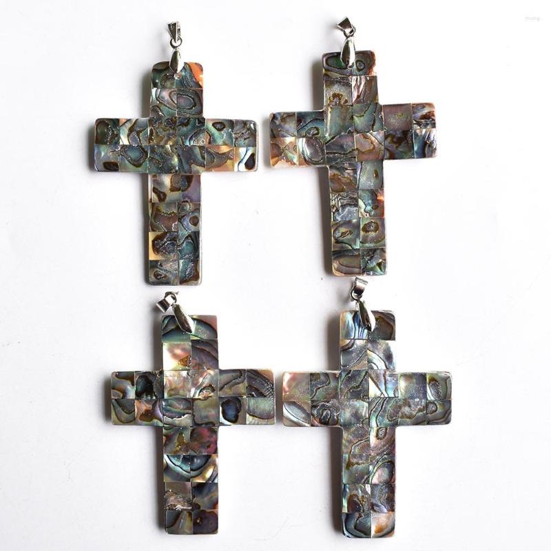 

Pendant Necklaces Wholesale 4pcs/lot Fashion Selling Good Quality Natural Abalone Shell Cross Pendants Charm Fit Jewelry Making