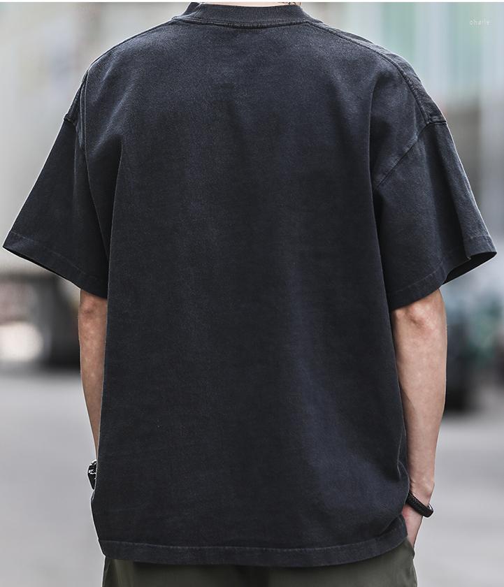 

Men's T Shirts M1531 Pure Cotton Simple Short Sleeved T-shirt For Men Korean Style Versatile Loose Washed And Worn Five Quarter Sleeves, Auburn