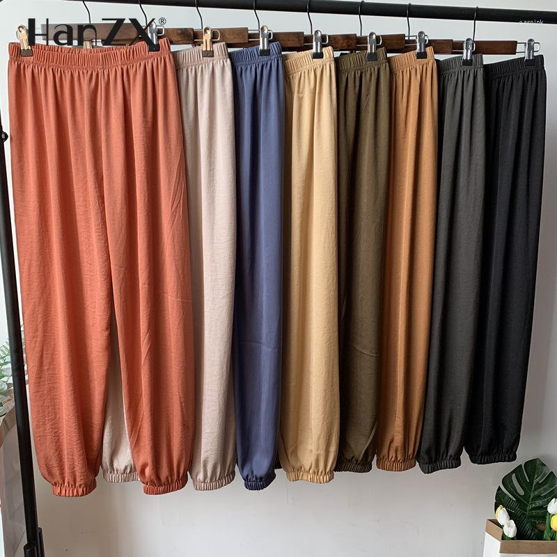 

Women's Pants Autumn Sweatpants Women Linen Cotton Casual Solid Elastic Waist Straight Trousers 2022 Female Loose Long Harem, Orange