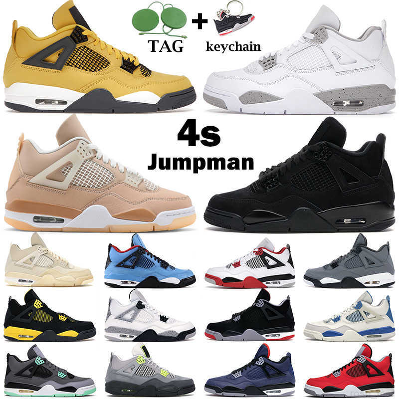 

Basketball Shoes Mens Trainers Fire Red Black Cat Tour Yellow University Blue Bred Oreo Cactus Jack Thunder Men Women Jumpman 4S Shimmer