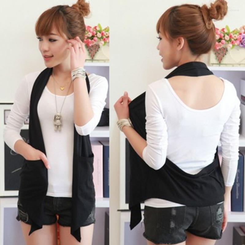 

Women' Vests 2022 Woman Blazer Casual Solid Vest Female Long Suit Jacket Ladies Pockets Office Work Vintage Waistcoat A100, Gray