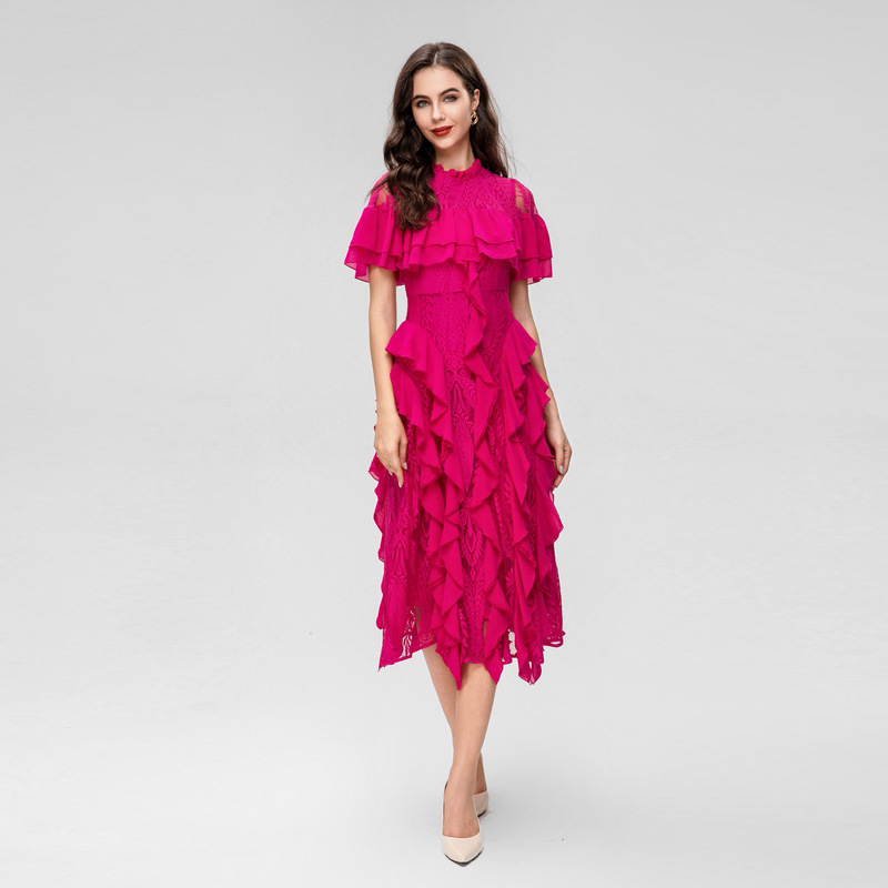 

1223 2023 XXL Spring Flora Print Dress Crew Neck Sleeveless Panelld Blue Red DRess Luxury Fashion Prom Womens Clothes SH, Post