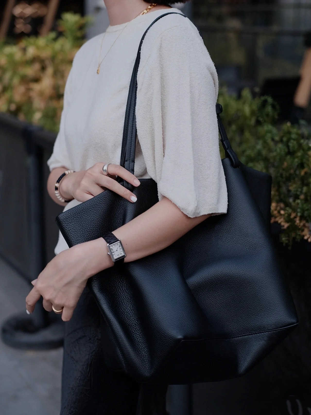 

the row bag Designer Bags Leather bag Small crowd tote layer cowhide shopping shoulderClassic tote bag THE ROW FN2Q, Elephant grey (cowhide)