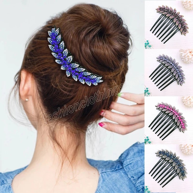 

Rhinestones Hair Combs Seven Tooth Insert Comb Hairpin Ear of Wheat Crystal Ponytail Clip Bridal Wedding Hair Jewelry