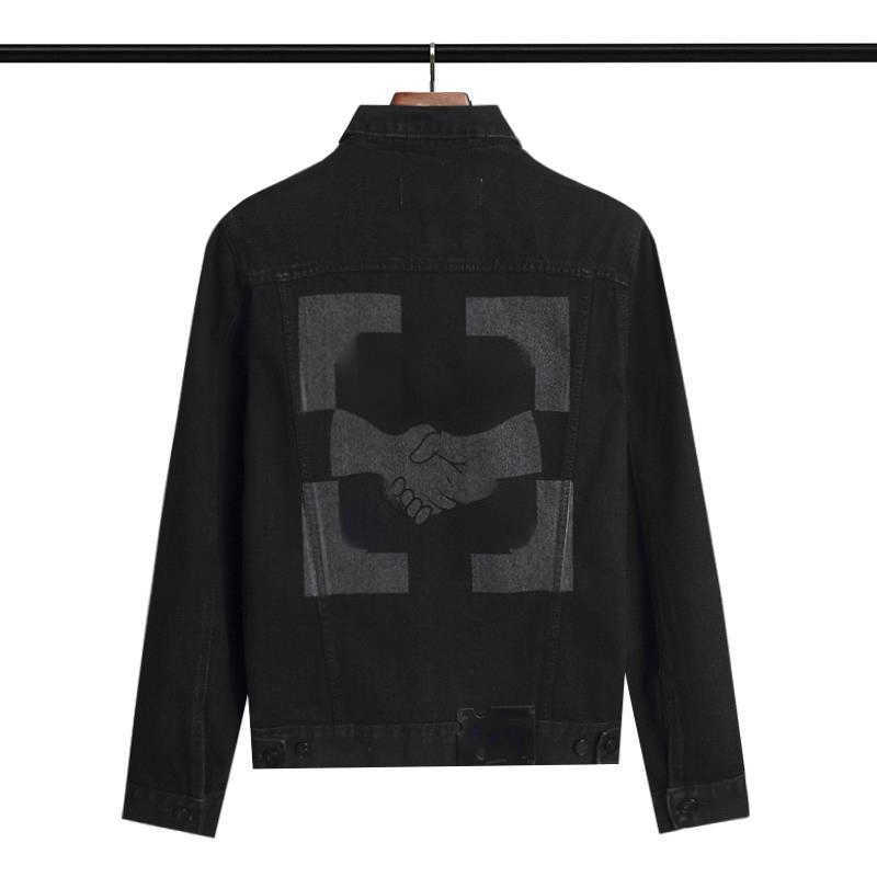 

High Denim Jackets Men Lapel Coats Off Designer Jacket Mens Women Black Button Creative Print Cardigan Coat Usa Size 45845, Black-usa size
