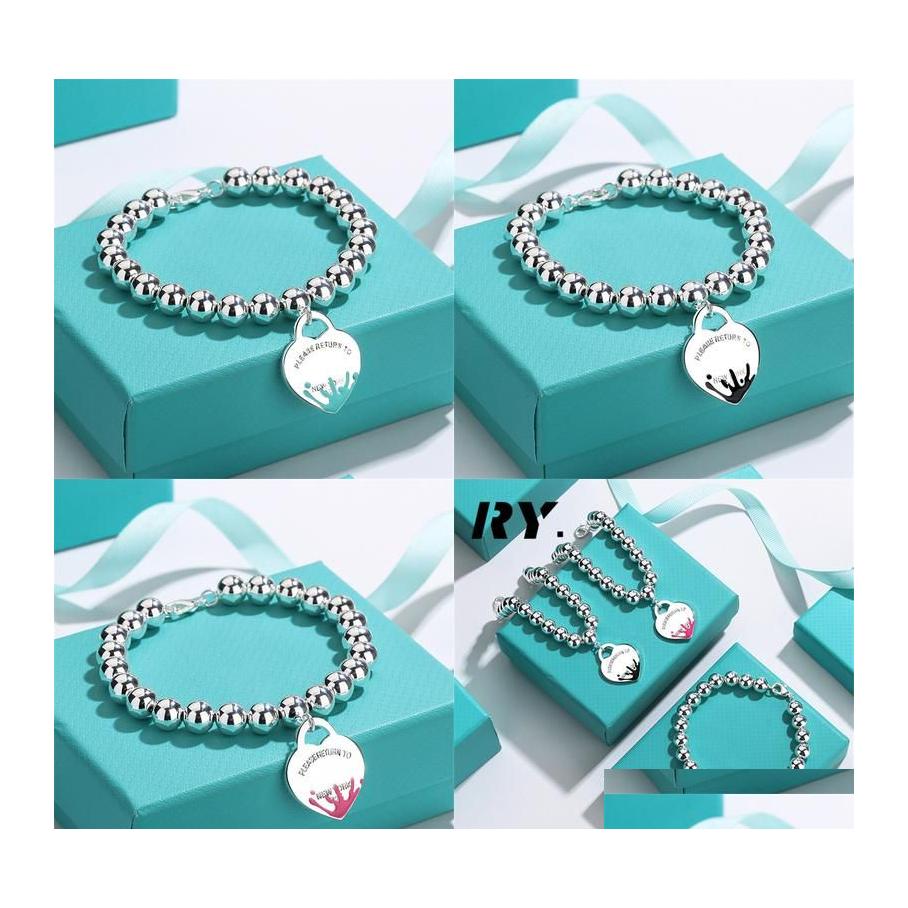 

Pendant Necklaces Charm Bracelets Heart Fine Jewelry For Women Enamel Chain Black Blue Pink Bracelet Pseiras Famous Drop Delivery 20 Dhlth