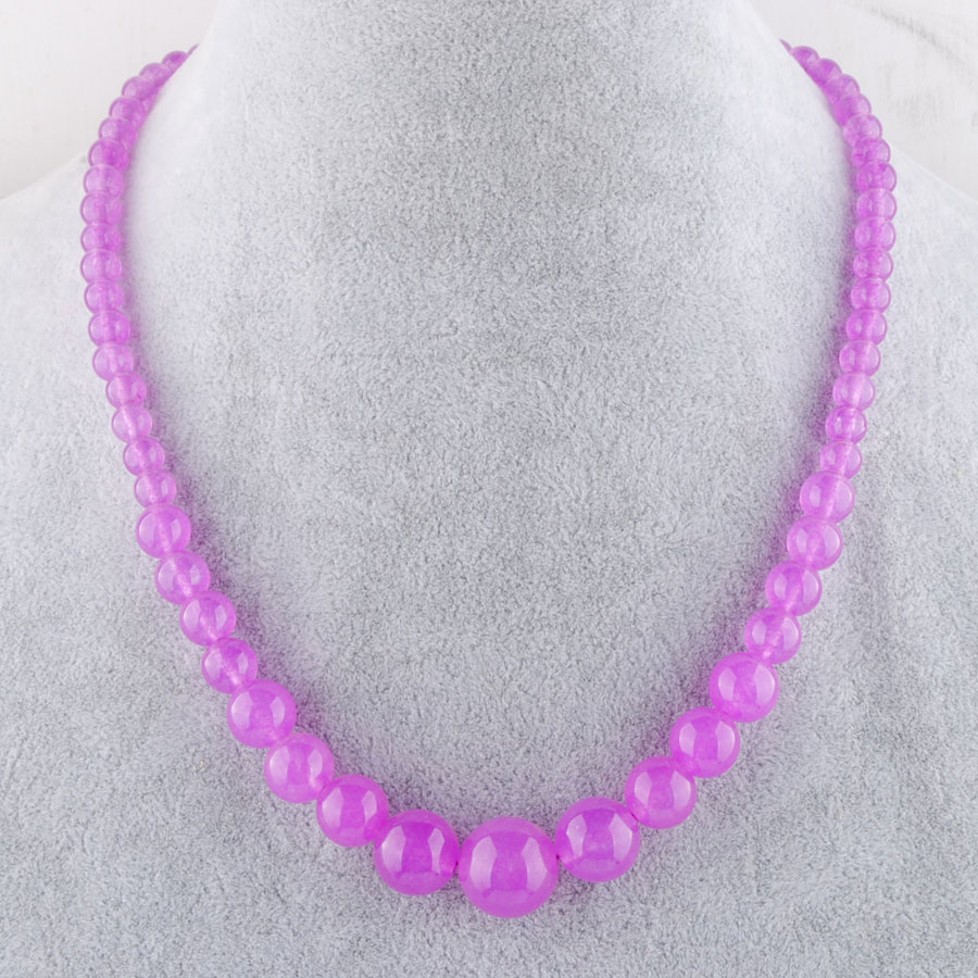 

WOJIAER Purple GemStone 6-14mm Graduated Round Beads Women Necklace 17.5 Inches Strand Jewelry F3014