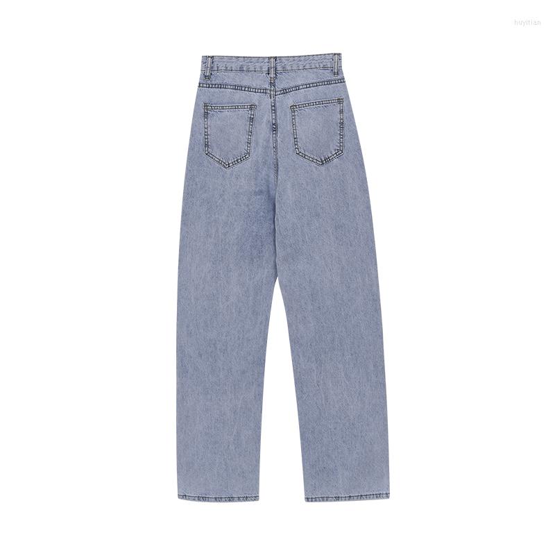

Women's Jeans 2022 High Waist Loose Streetwear For Women Comfortable Fashion Casual Straight Leg Demin Pants Mom Washed Boyfriend, Blue