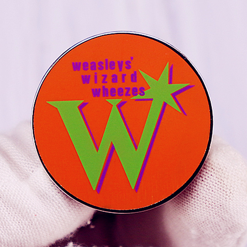 

Cartoon Weasleys Wizard Wheezes Round Enamel Brooch Pin Lapel Hard Metal Pins Brooches Badges Exquisite Jewelry Accessories, As picture