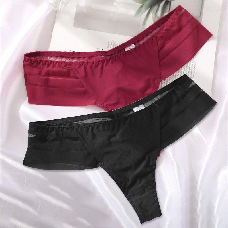 

Women's Panties Ultra-thin Thong Women's Ice Silk Seamless Low Waist Ladies Lace Edge G-string Underwear Nylon Lingerie Female Briefs