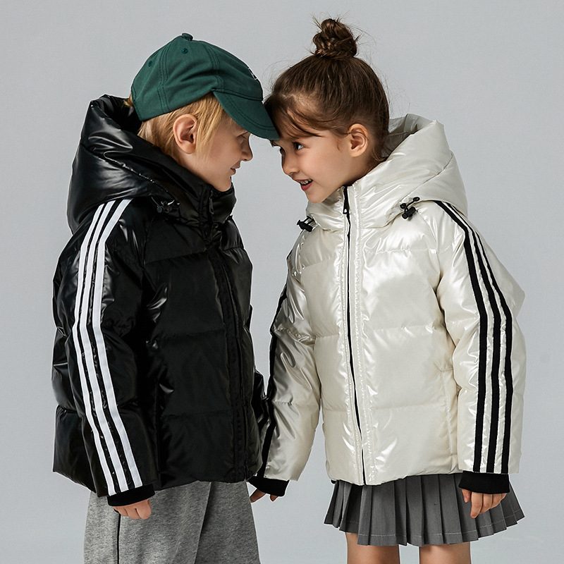 

Down Coat Children's Late Autumn Jacket for Boy Kids Stripe Warm Parka Girl Windproof Suit Outerwear Waterproof Sportwear 2-14 221201, Black