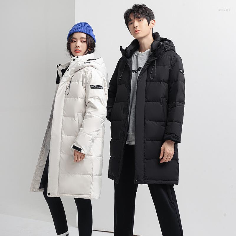 

Men' Down Autumn Winter White Duck Jacket Men Parkas Couple Outdoor Casual Hooded Collar Windbreakers Long Coat Outerwear, Black