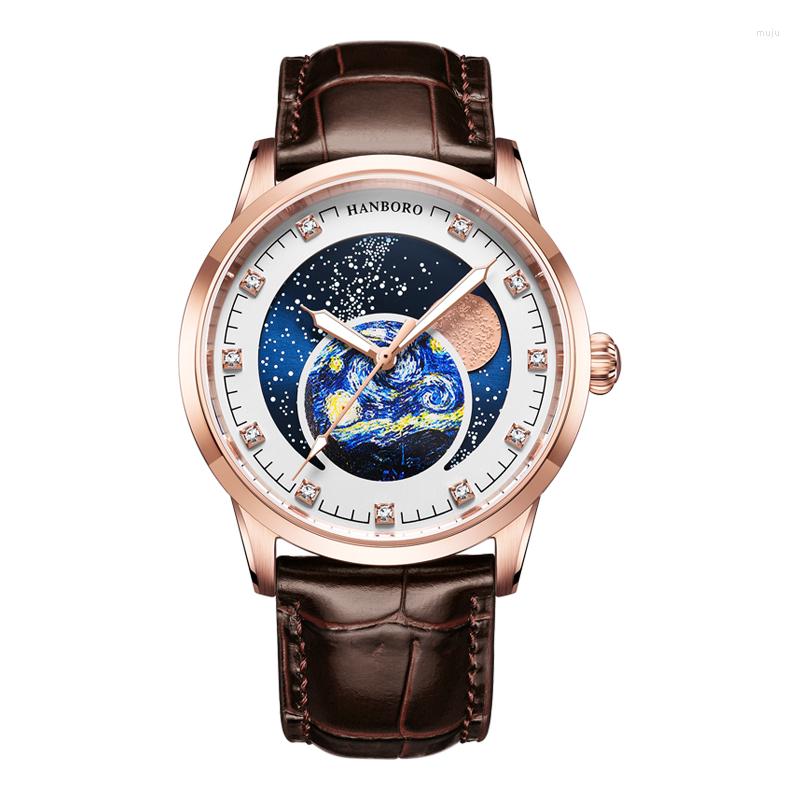 

Wristwatches Mens Automatic Watch Fashion Luxury Moon Phase Watches Business Mechanical Wristwatch Luminous Sapphire Glass Reloj Hombre