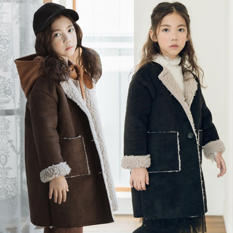 

Coat Girl Blends Korean Winter Girl Long Thick Warm Jacket Children s Clothing Fashion Thickening Overcoat Kids Outerwear 221130, Beige