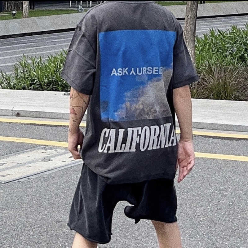 

Men's T-Shirts Askyurself Sky Scenery Magic Color Reflective Letter Print High Street Loose Casual Men's And Women's Short Sleeve T-Shirt S- T221201, White