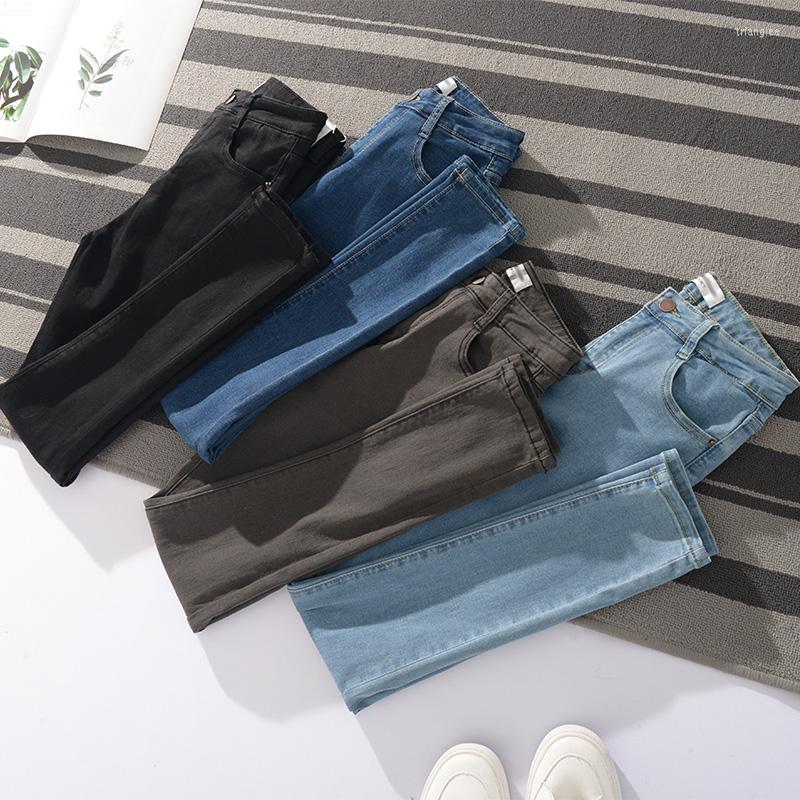 

Women's Jeans Retro Ladies Mom High Waist Blue Casual Pencil Pants Korean Streetwear Denim, Smoke grey trousers