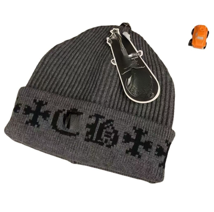 

Fashion Woolen hat Men's Autumn Winter Retro Letter Hip Hop Warm Knitted Hats Women's Trendy Hat, Grey